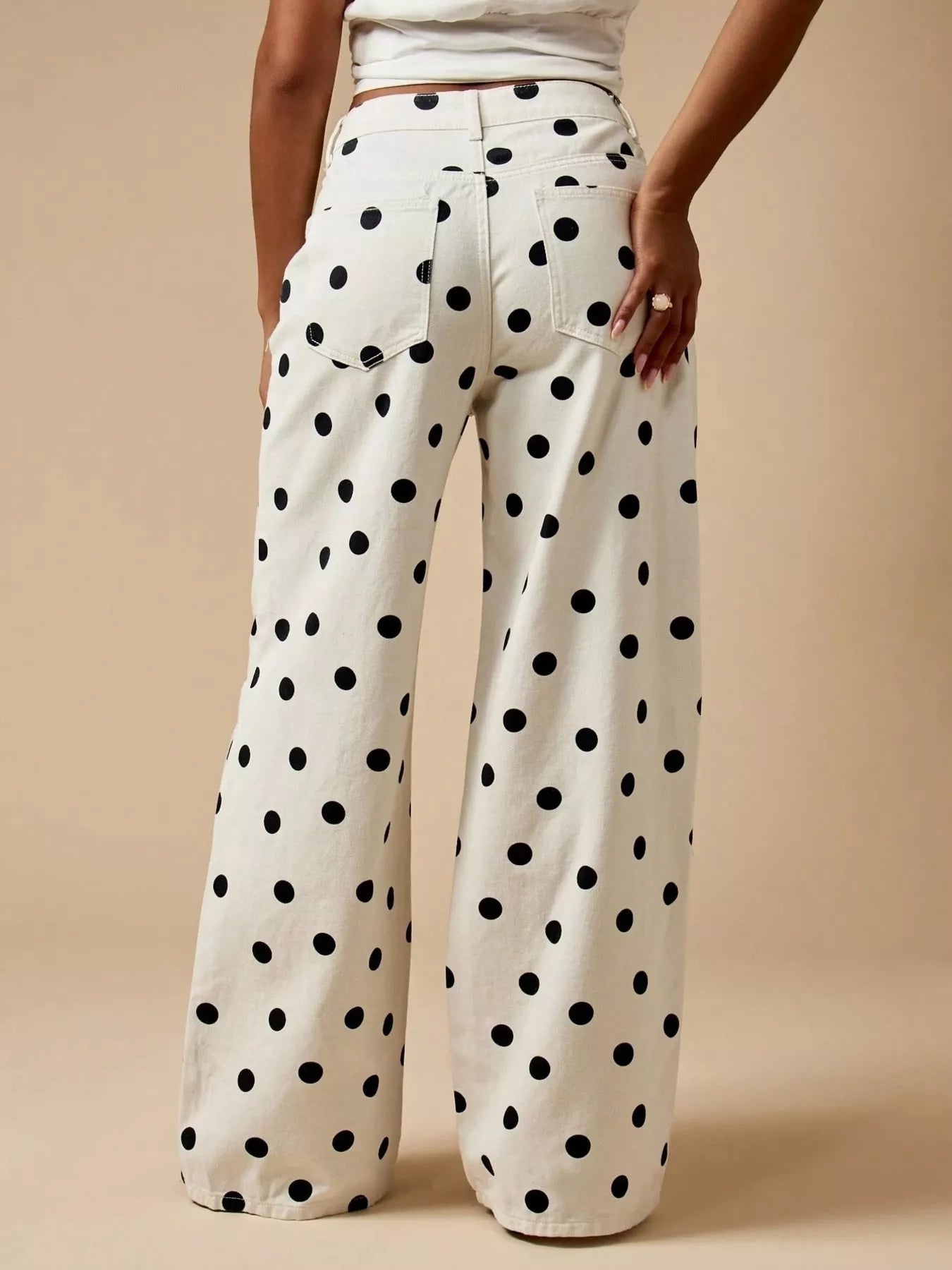 Polka Dot Wide-Leg Jeans for Women | Statement Denim
