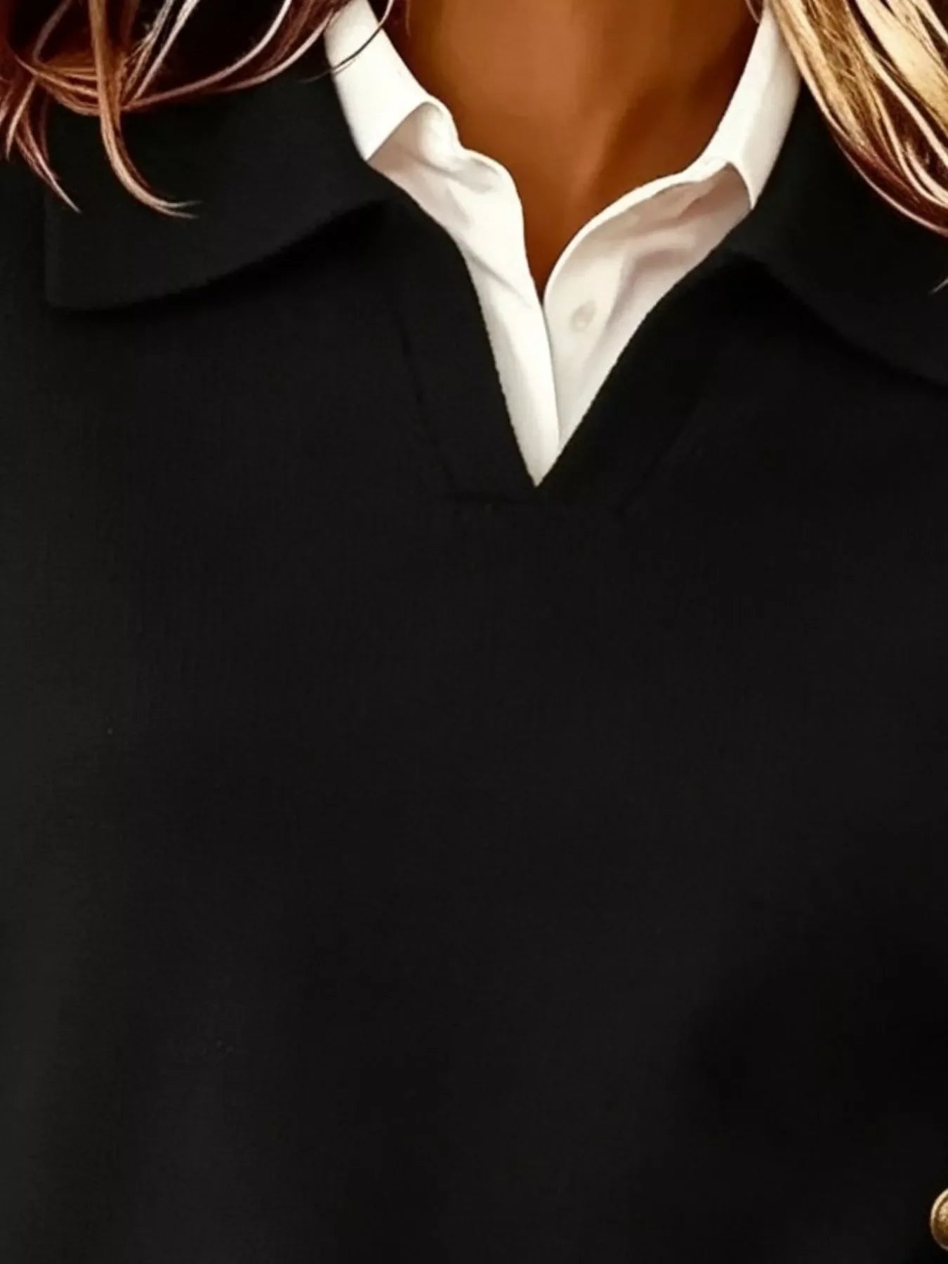 Chic Collared Decor-Button Sweater