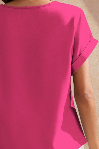 Blue Zone Planet | Fam-Fam Round Neck Short Sleeve Blouse