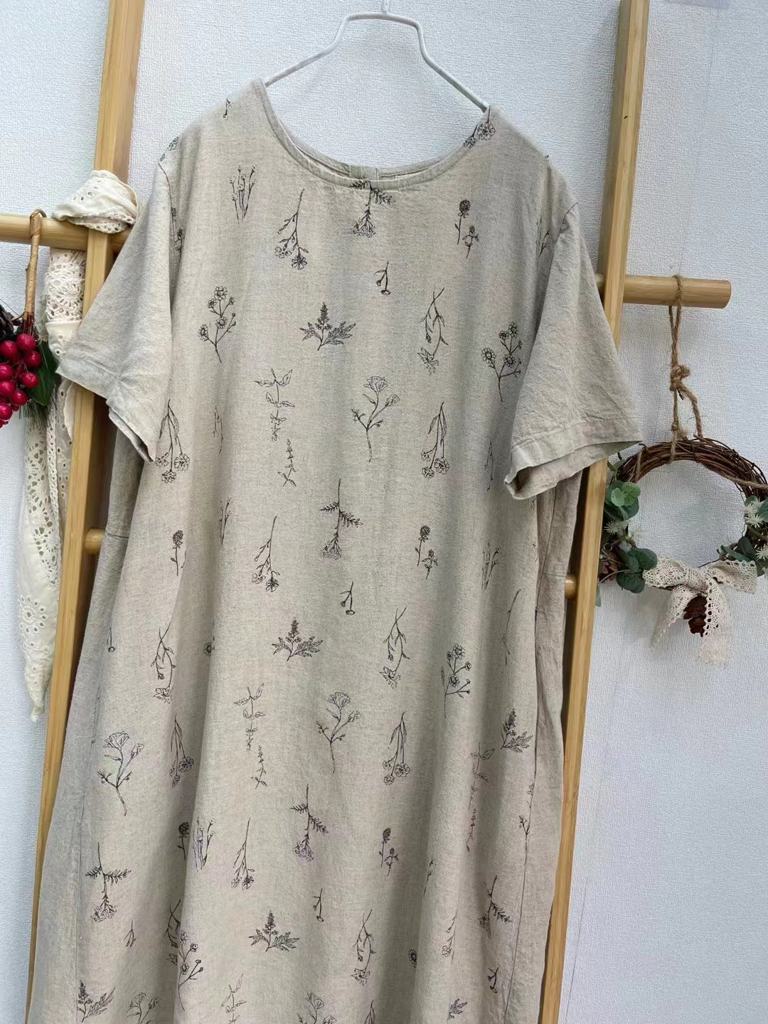 Country Style Round Neck Printed Casual Dress