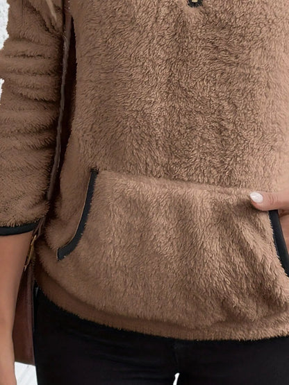 Full Size Cozy Fleece Quarter Zip Long Sleeve Sweatshirt Plus Size