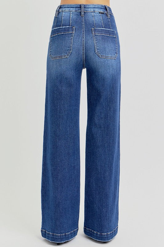 Blue Zone Planet | Risen Full Size High Rise Wide Leg Jeans With Slanted Pockets