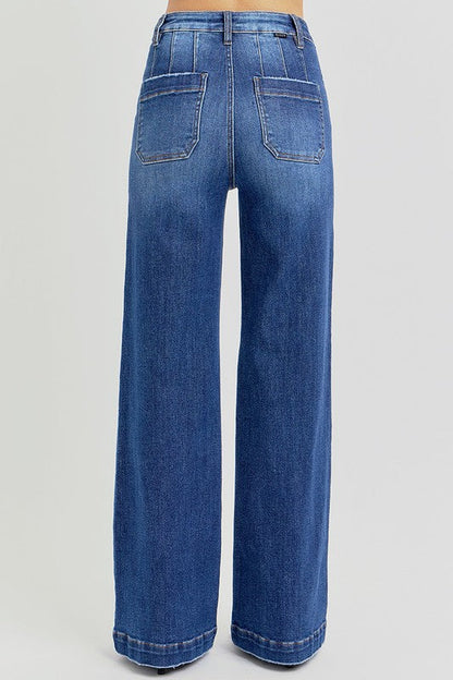 Blue Zone Planet | Risen Full Size High Rise Wide Leg Jeans With Slanted Pockets