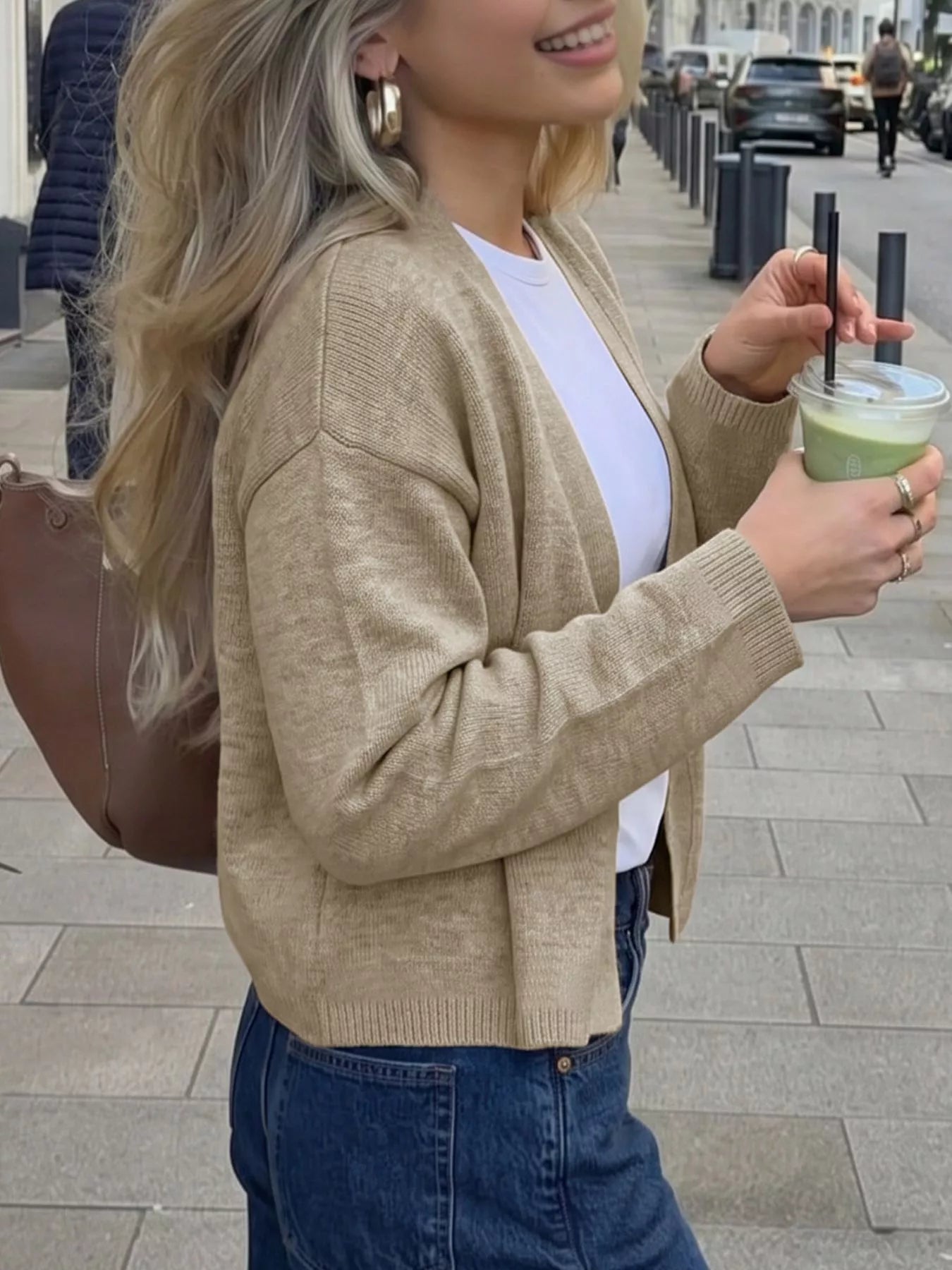 Open-Front Knit Cardigan