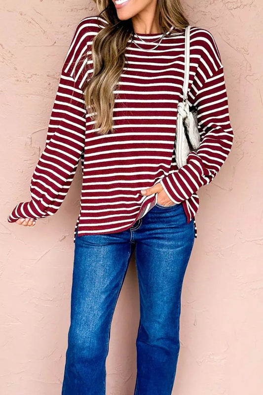 Stripe Drop Shoulder Long Sleeve Top