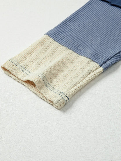 Contrast Knitted Colorblock Star Patchwork Oversize Long Sleeve Top