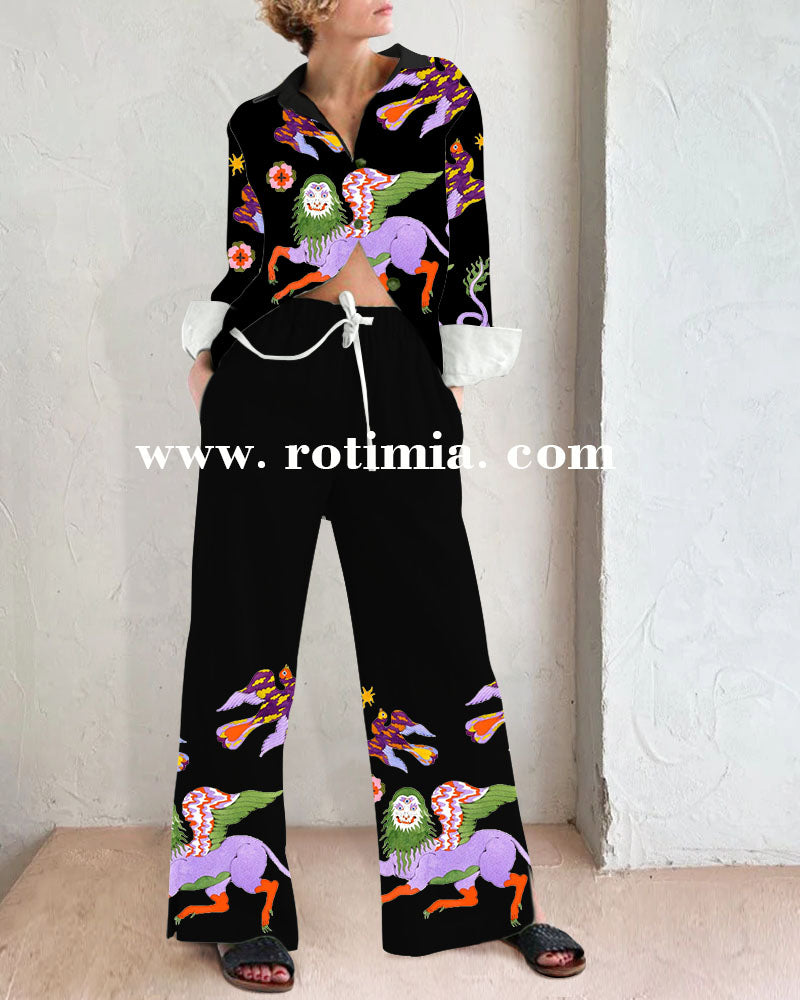 Art Illustration Two -piece Suit