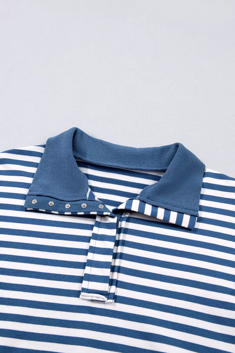Stripe Color Block Trim Raw Seam Split Hem Loose Sweatshirt