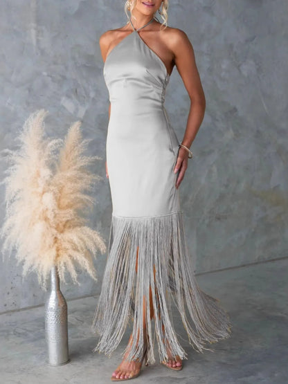 Fringe Halter Neck Dress