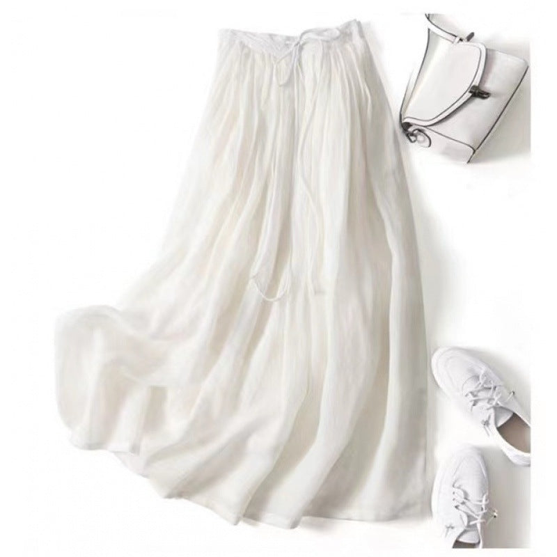 Drape flowing cotton and linen skirt