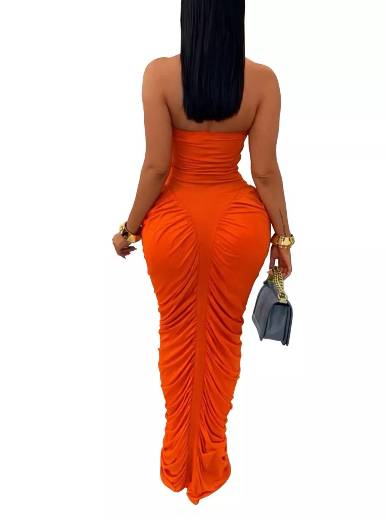 Strapless Ruched Bodycon Maxi Dress