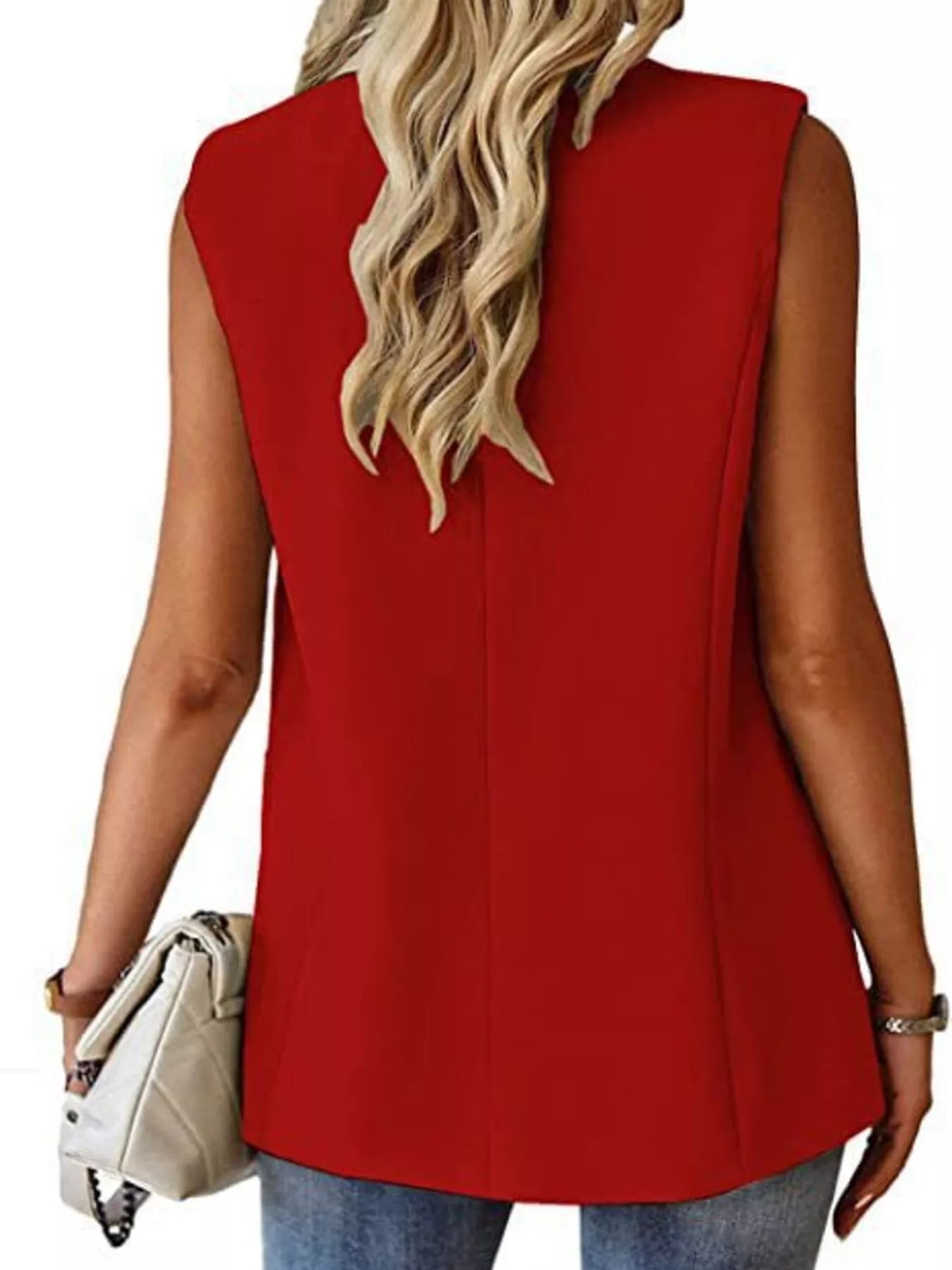 Full Size One Button Lapel Collar Vest Coat Plus Size
