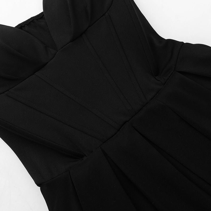 Black Solid Color Princess Dress