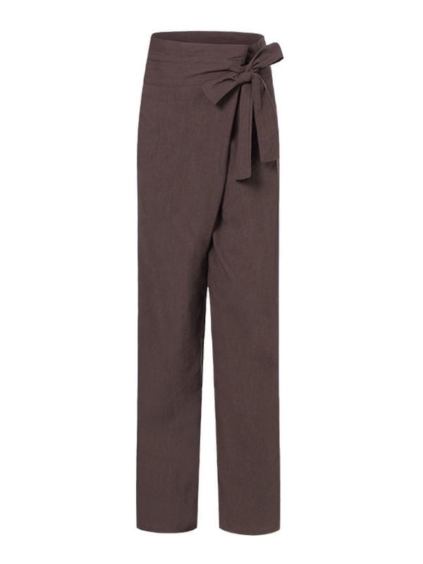 Solid Color High-waist Pleated Casual Pants