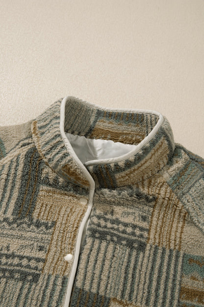 Green Western Print Fleece Pullover Long Sleeve Casual Fit Sweatshirt
