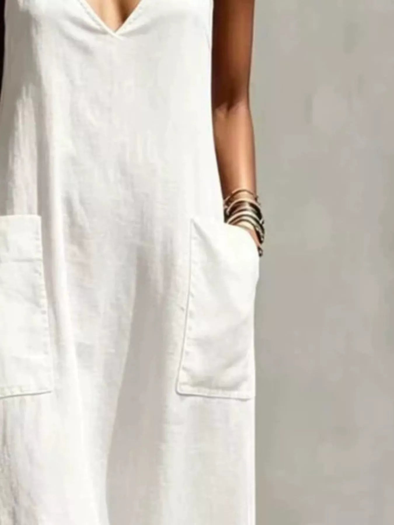 Full Size Fringe Spaghetti Strap V-Neck Dress Plus Size