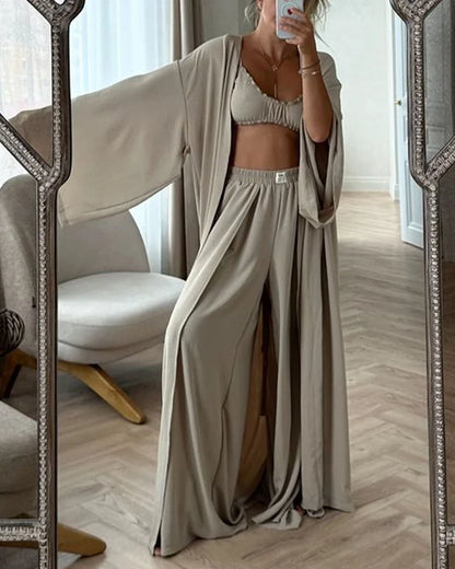 Ensemble deux pièces veste cardigan décontractée et pantalon 