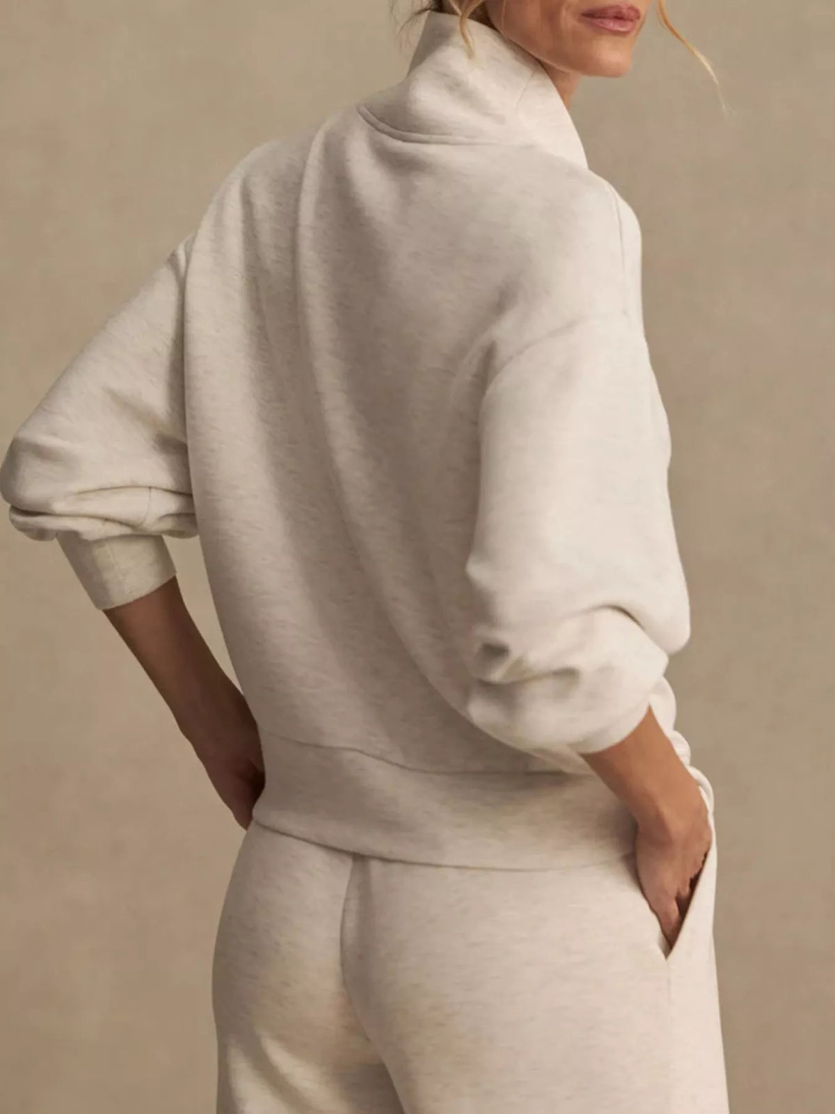 Quarter-Zip Sweatshirt and Wide-Leg Pants Set