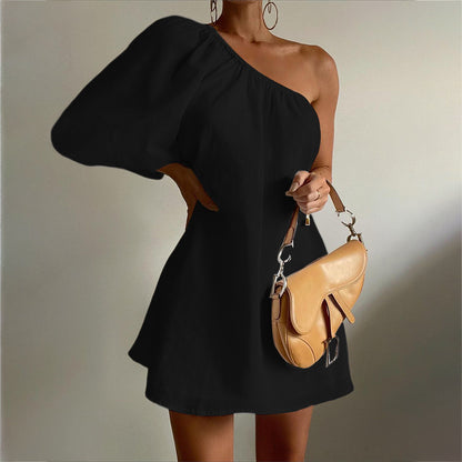 Chic One Shoulder Off Mini Dress