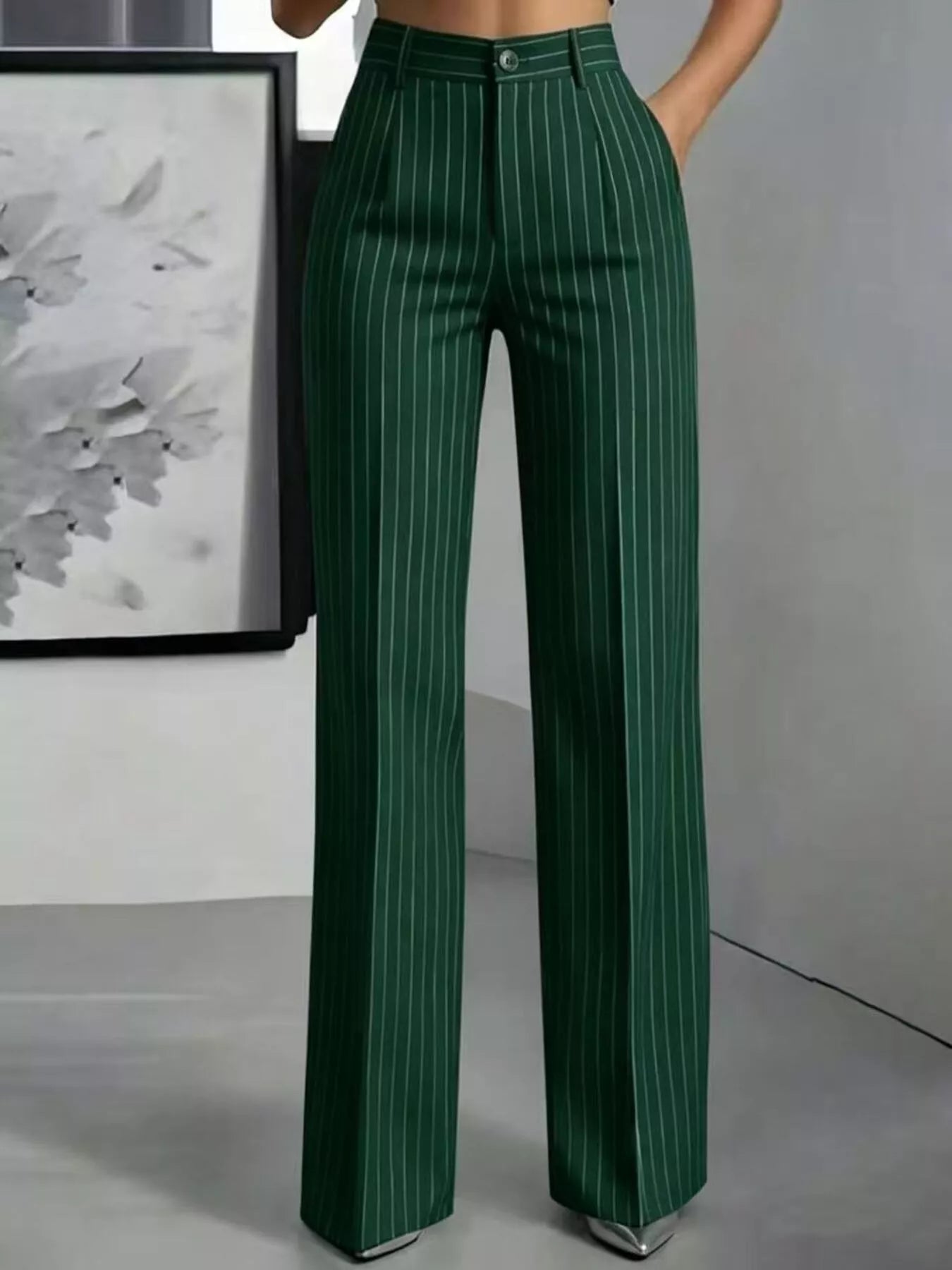 High-Waisted Striped Wide-Leg Pants for Women