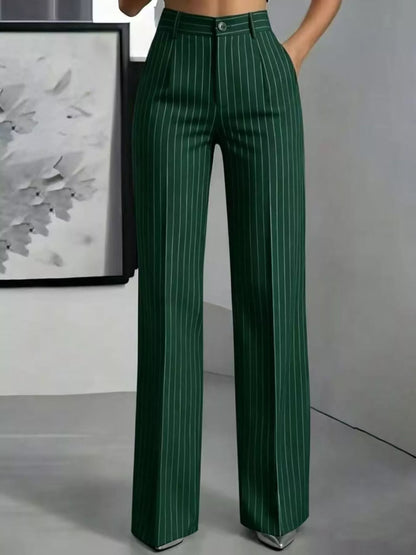 High-Waisted Striped Wide-Leg Pants for Women