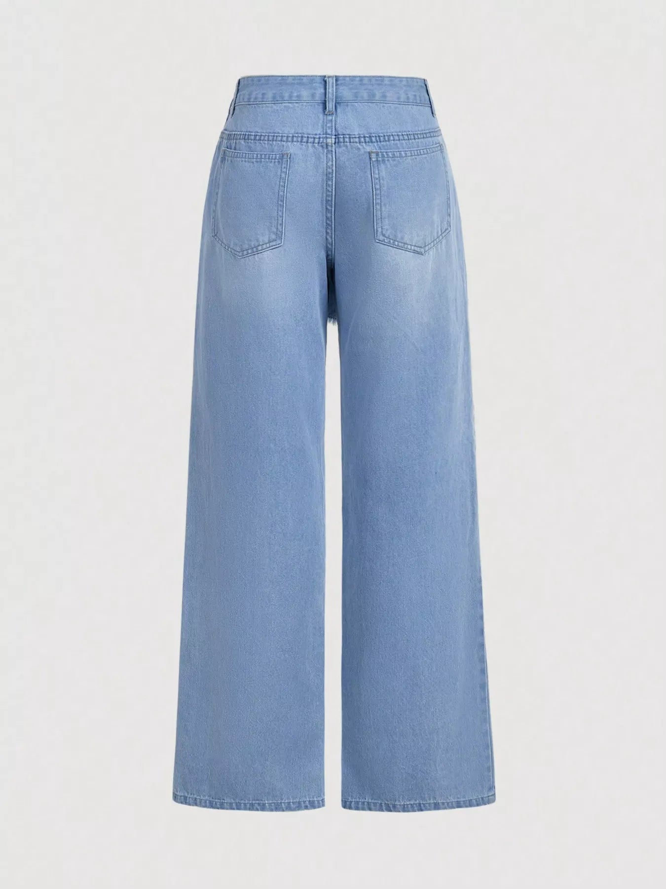 Asymmetric Raw Hem Wide-Leg Jeans