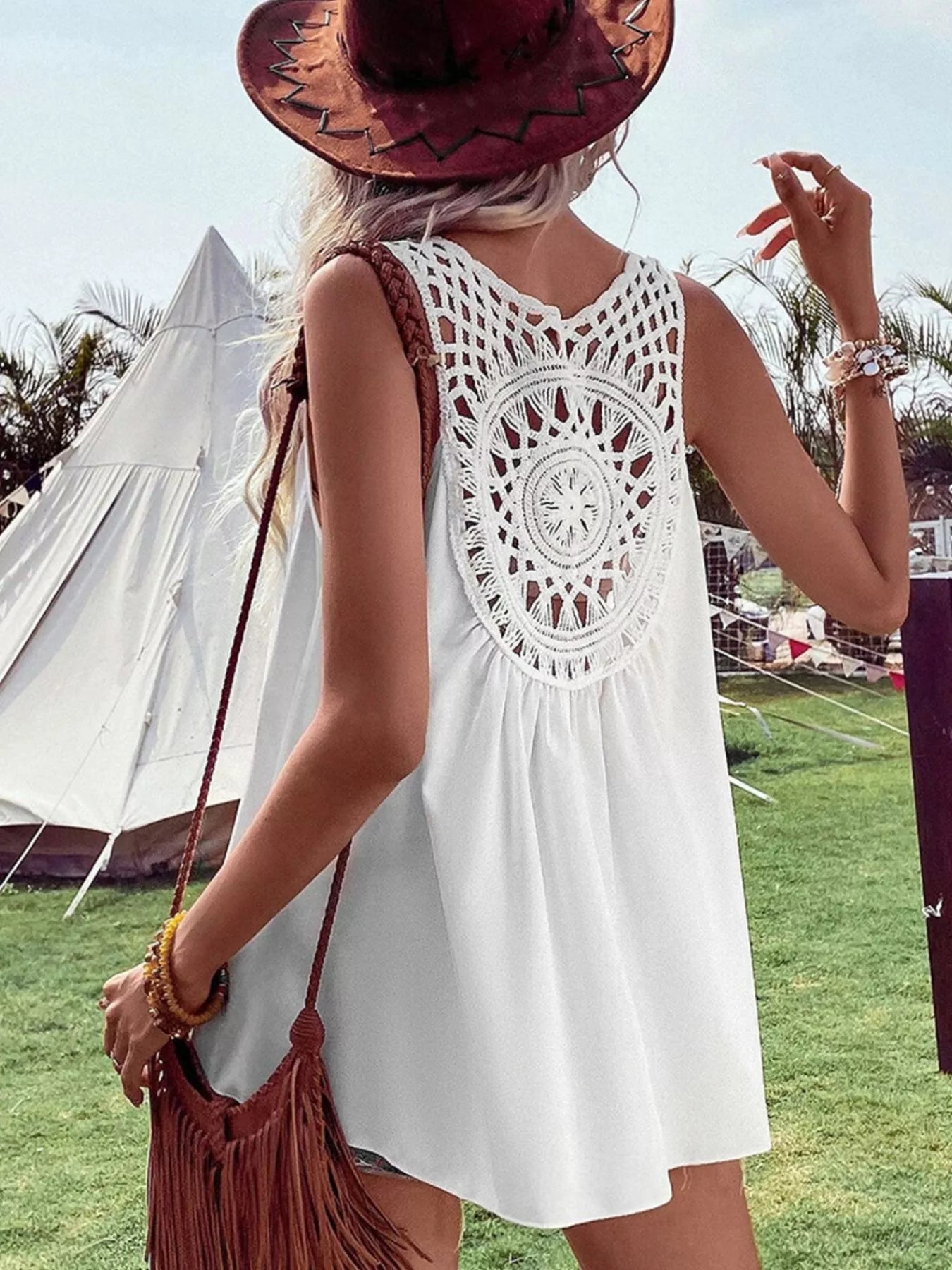 Crochet V-Neck Tank Top