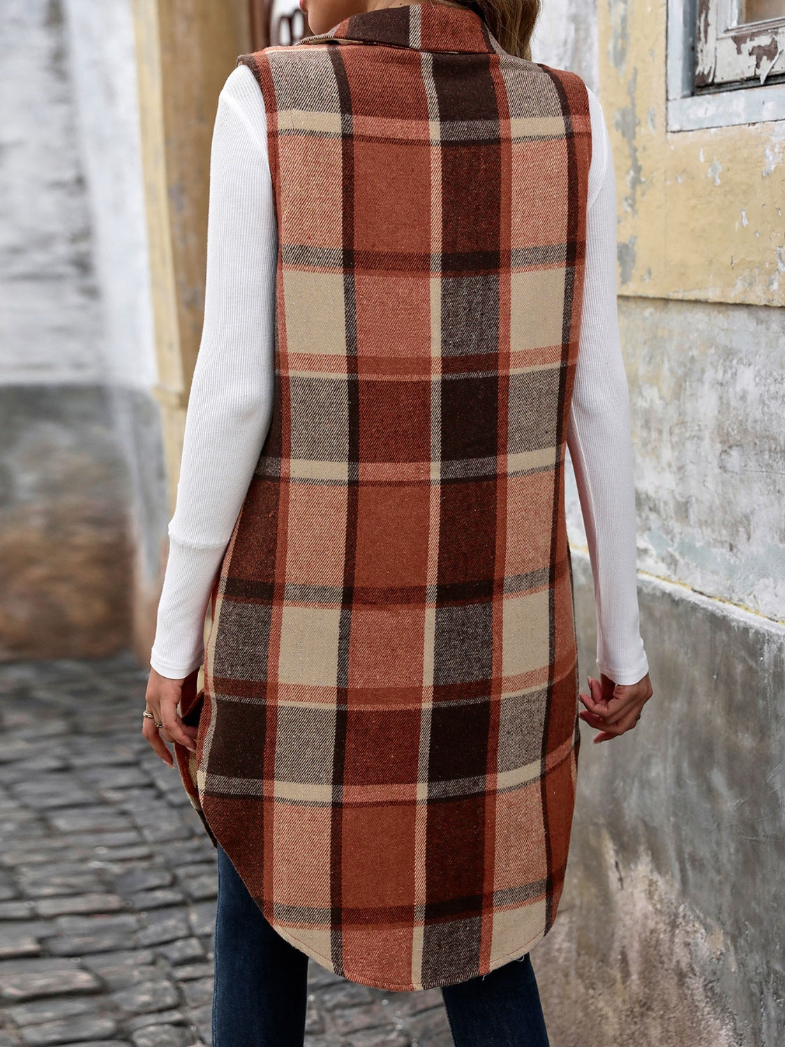 Blue Zone Planet | Pocketed Button Up Plaid Vest