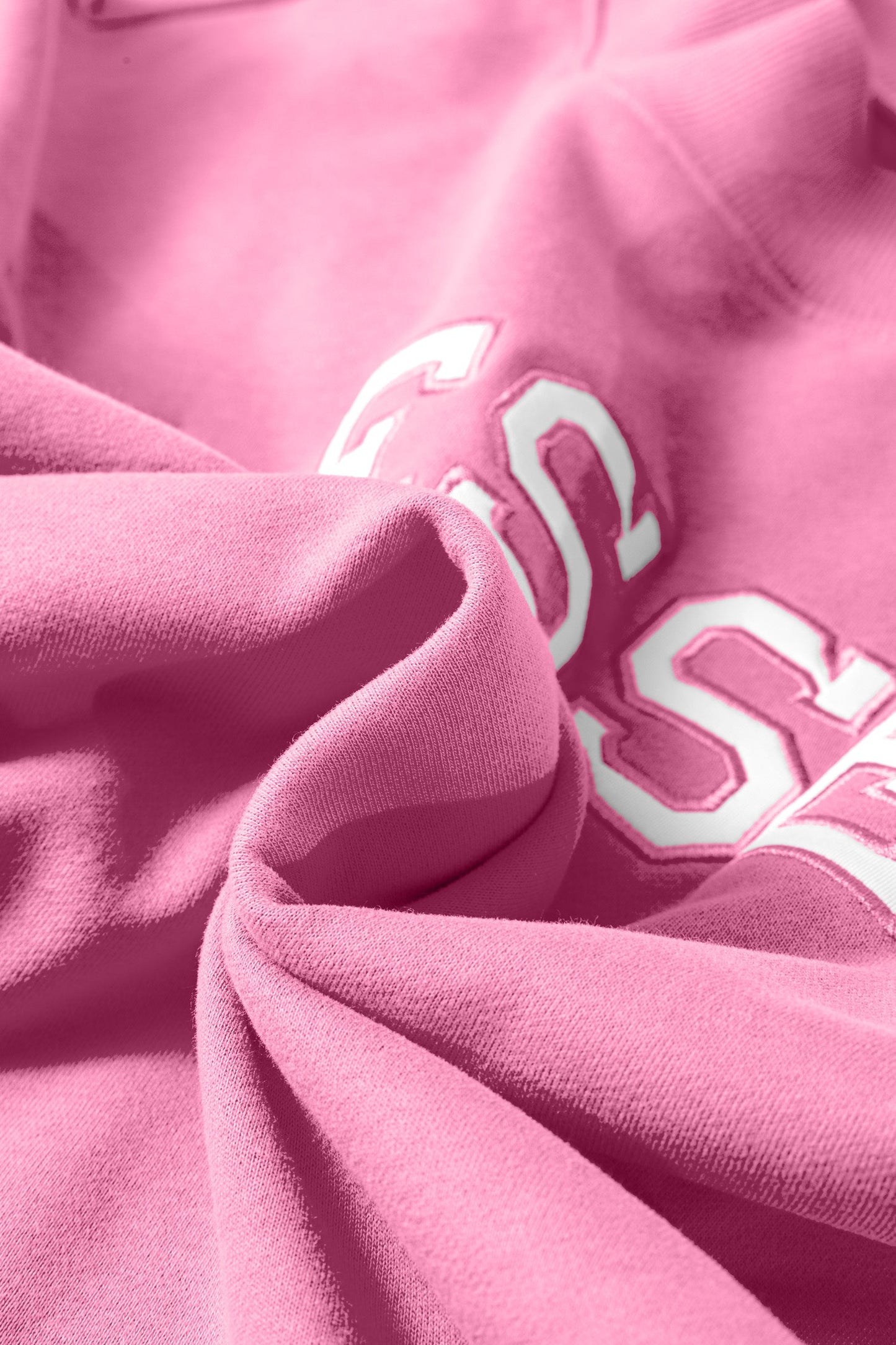 Bright Pink Oversize Blessed Embroidered Mock Neck Sweatshirt