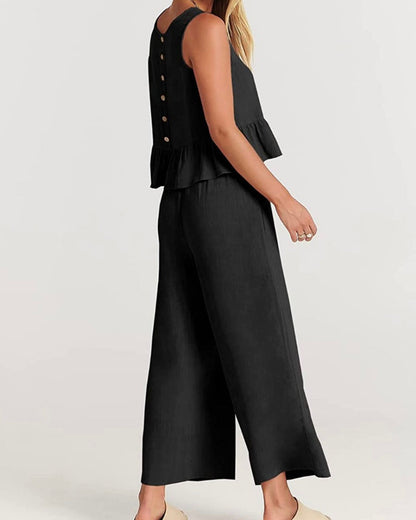 Summer's new pleated casual two-piece set