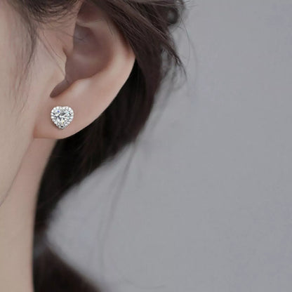 2 Carat 925 Sterling Silver Moissanite Heart Earrings