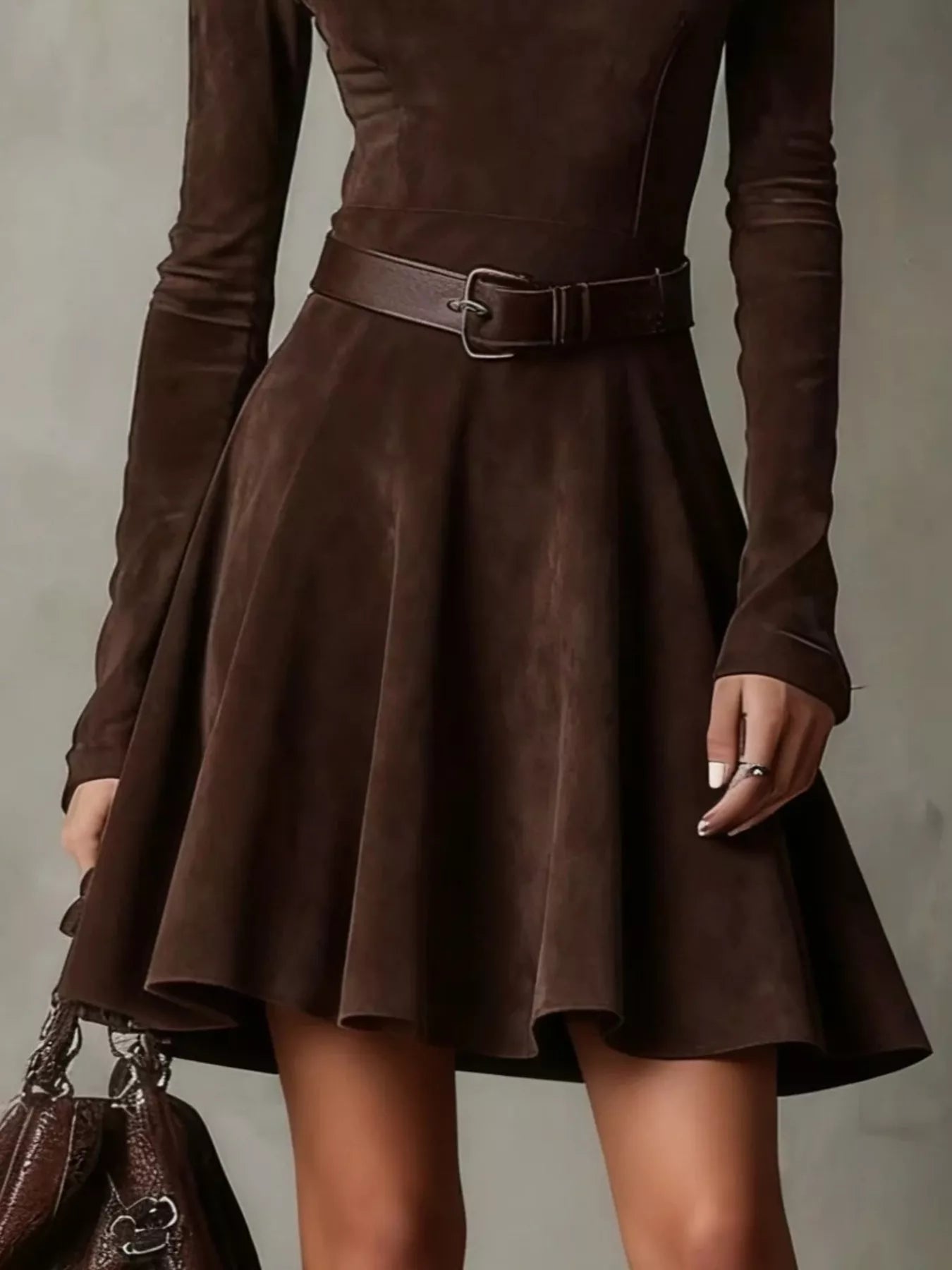 Mock Neck A-Line Dress