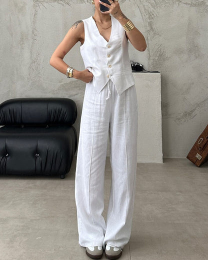 Casual work vest and trousers two-piece set