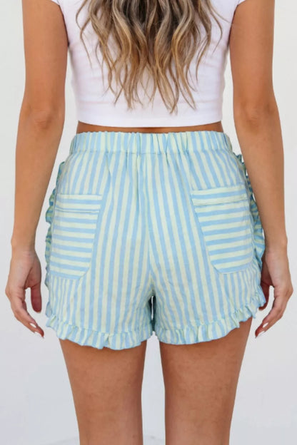 Striped Elastic Waist Shorts