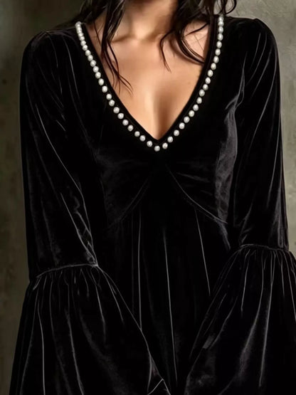 Velvet Flare Sleeve Mini Dress