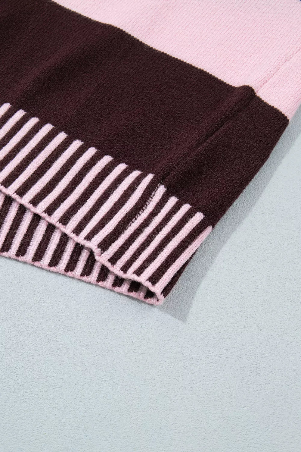 Stripe Contrast High Neck Dropped Shoulder Relaxed Sweater