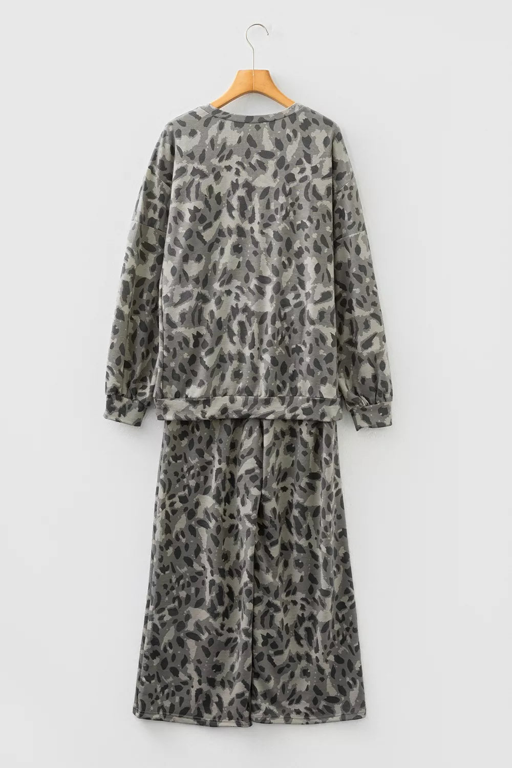 Leopard Print Long Sleeve Top and Pants Set