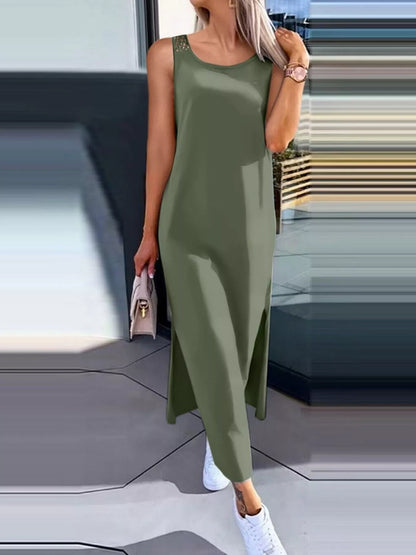 Side Slit Sleeveless Maxi Dress