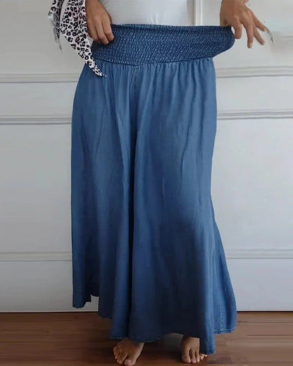 Pantalon large à taille smockée