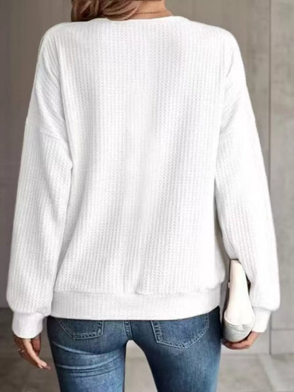 Solid Color Cold Shoulder Long Sleeve T-Shirt