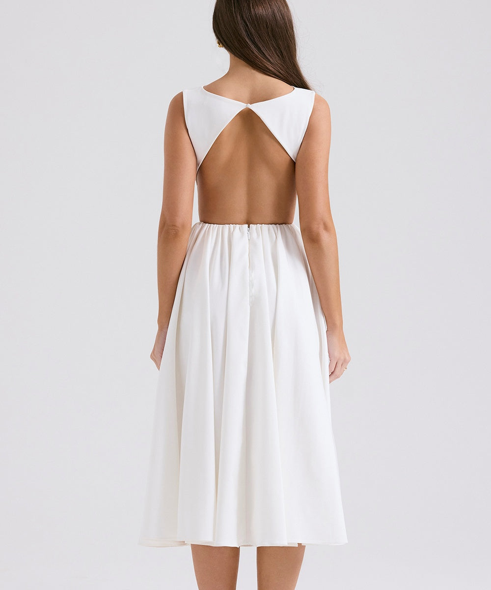 Pure White Backless Party Dress