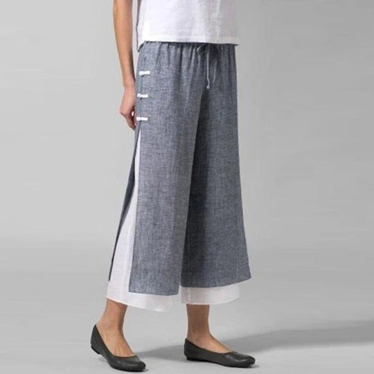 Casual Paneled Wide Leg Pants