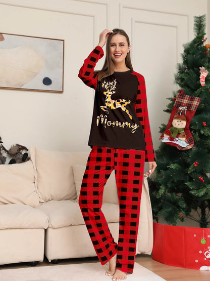 Full Size Family Matching Christmas Pajamas Set with Reindeer Graphic Plus Size