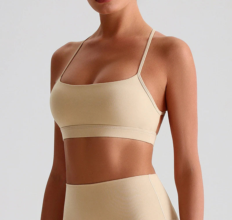 Minimalist Strappy Back Sports Bra - Low Impact Yoga Crop Top