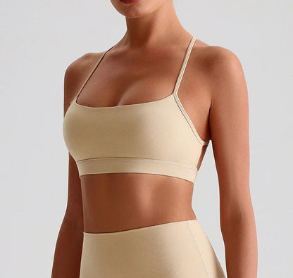 Minimalist Strappy Back Sports Bra - Low Impact Yoga Crop Top