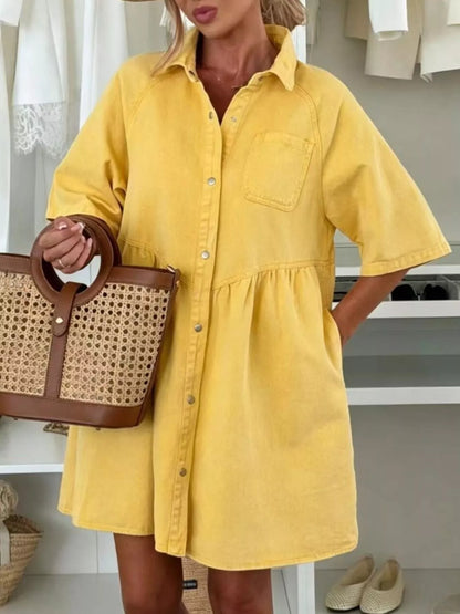 Button Up Denim Shirt Dress