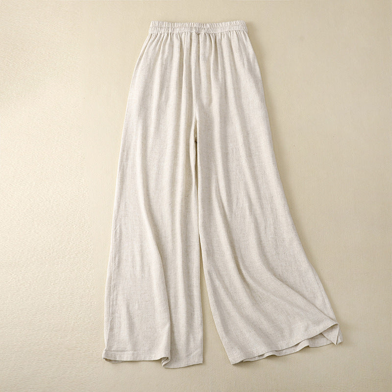 Cotton and linen retro loose all-match wide-leg pants