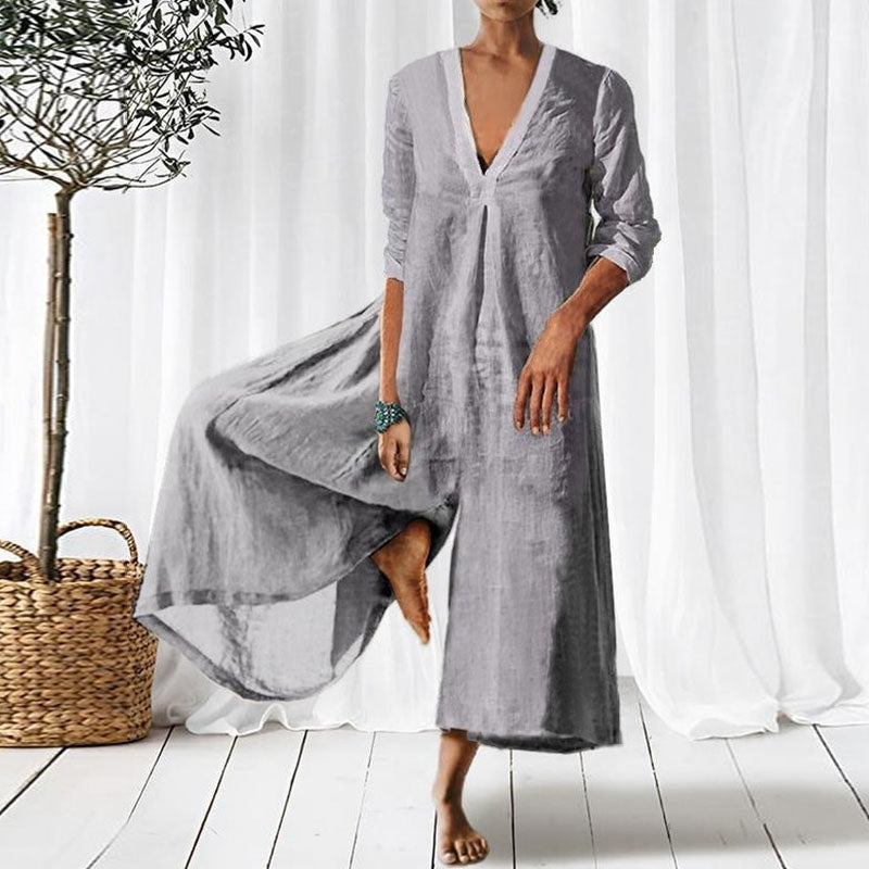 Loose V-neck Long Sleeves Jumpsuit