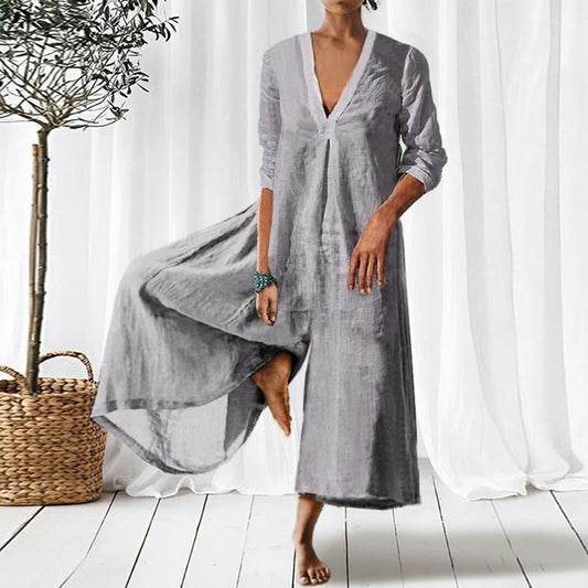 Loose V-neck Long Sleeves Jumpsuit