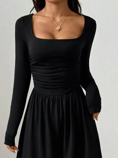 Ruched Square Neck Wide-Leg Jumpsuit